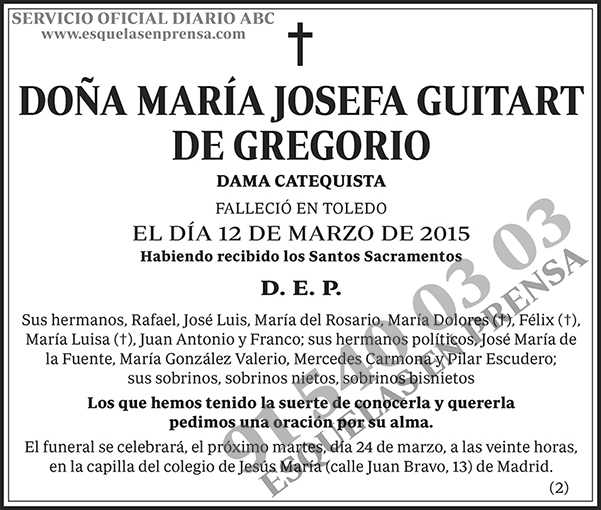 María Josefa Guitart de Gregorio